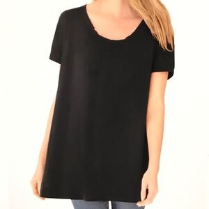 WOMAN WITHIN Cotton Tunic Black Short Sleeve Tee Shirt Women’s Plus Size 2X
